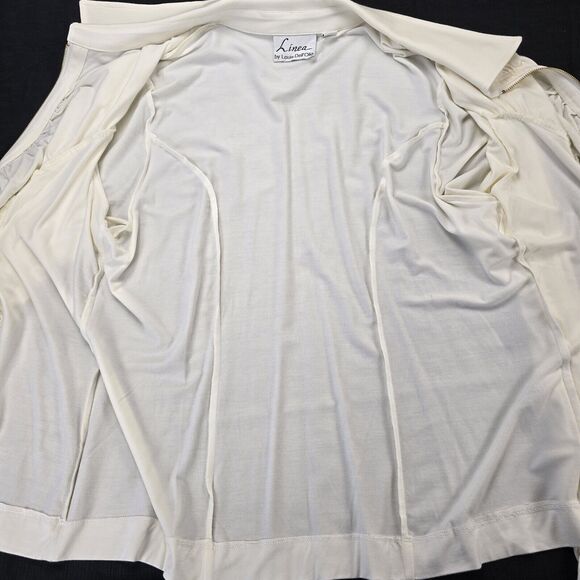 Linea by Louis Dell'olio White Gathered Zip Front jacket Size L - Picture 4 of 4